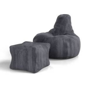 Juskys Sitzsack Chillex L mit Hocker - Cord Sessel Erwachsene - Gaming & Lesesessel - Dunkelgrau 