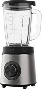  AEG TB6-1-6ST Standmixer / Geschwindigkeitsanpassung / 3 Programme / Smoothie / Crushed Ice / Pulsfunktion / Drehknopf + Tasten / 6-Klingen Edelstahlmesser / 1400W / 1,75l Glaskrug / Edelstahl / grau 