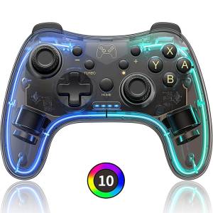 Haiaveng »Wireless Switch Controller für Nintendo Switch/Lite/OLED« Gaming-Controller (Ergonomischem Design, Ganepad mit Transparent/Leuchtend/Aufwecken) 