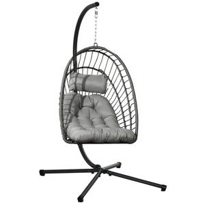 Outsunny Hängesessel mit zusammenklappbarem Korb grau 100L x 131B x 194H cm 