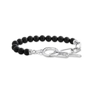 Thomas Sabo Armband aus Onyx-Beads und Ankerelementen mit weißen Steinen (A2134-027-11-L19V) Armband