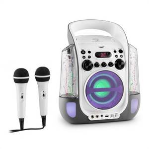 Auna Kara Liquida Karaokeanlage CD USB MP3 Wasserstrahl LED 2x Mikrofon mobil... Grau 