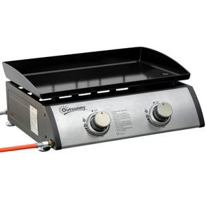 Outsunny Gasgrill mit Fettauffangschale silber 48,5L x 46B x 21H cm 