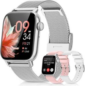 BANLVS Damen mit Telefonfunktion(Anrufe tätigen/empfangen) Smartwatch Smartwatch (4.69 cm/1,85 Zoll, HD Voll Touchscreen) Fitnessuhr Damen, mit SpO2, Herzfrequenz, Schlafmonitor, Menstruationszyklus, IP68 wasserdichte Sportuhr für iOS und Android 