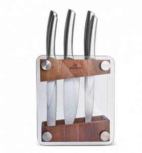 Karaca Besteck-Set  Venus 6-teiliges Messer Kochmesser Set im Glassblock, 1 Personen 