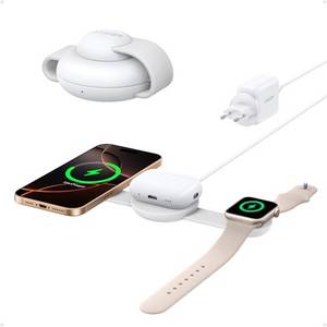  Anker MagGo 3-in-1 Kabellose Ladestation, MagSafe-Kompatibles Qi2-Zertifiziertes 15W Ladegerät (mit EU/US/UK Stecker), Faltbares Reise-Ladepad für iPhone 16/15, AirPods, Apple Watch (Keine Powerbank) 