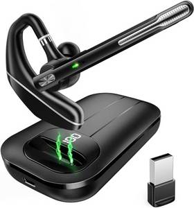  Yukigefe Bluetooth Headset V5.3, kabelloser Ohrhörer mit 1000-mAh-Ladeetui, 96 Stunden Gesprächszeit, freihändige Kopfhörer mit Geräuschunterdrückung und Doppelmikrofon für Computer, Mobiltelefone 