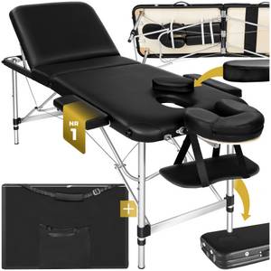 Tectake 3 Zonen Massageliege mit 5cm Polsterung und Aluminiumgestell - schwarz 