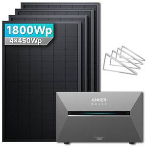SolarMars ® 1800W Balkonkraftwerk mit Speicher, Anker SOLIX Solarbank 3 E2700 Pro - Mit Flachdachhalterung 