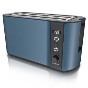 Arendo Toaster, 2 lange Schlitze, für 4 Scheiben, 1500 W, Langschlitz, Brötchenaufsatz, Wärmeisolierendes Gehäuse, Display 
