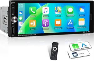 Hikity 6.9“ MP5 1DIN mit Drahtloser Carplay-Fernbedienung + Rückfahrkamera Autoradio (Carplay&Android auto) 