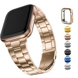  Fullmosa Metallarmband für Apple Watch SE Armband 40mm 41mm 38mm Damen Herren, Kein Werkzeug Erforderlich Bands für iwatch SE series 9/8/7/6/5/4/3/2/1, Schlankes Frauen Armband, Roségold 