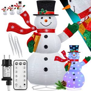 Kesser ® LED Schneemann mit Fernbedienung - Mit 8 Modi Bunter Farbspiel- Timer 24H  Weihnachtsfigur Beleuchtet Weihnachtsdekoration für Indoor & Outdoor Wetterfest IP44 Weihnachtsbeleuchtung 