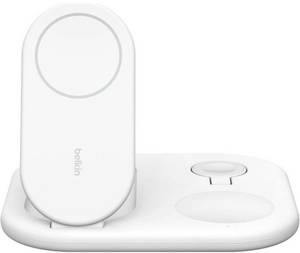 Belkin Magnetische einklappbare kabellose 3-in-1-Ladestation mit Qi2 (15 W) Weiß kabellose Ladestation