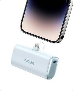  Anker 621 Powerbank mit integriertem Lightning-Stecker, 5.000 mAh MFi-zertifizierter 12W externer Handyakku, kompatibel mit iPhone 14/14 Pro / 14 Plus / 14 Pro Max, iPhone 13- und 12-Serie(Blau) 