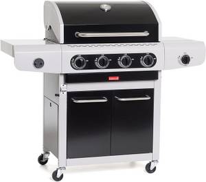 Barbecook Flambierbrenner  Gasgrill Siesta 412 Black Edition mit Deckel Thermometer 