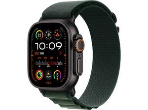  APPLE Watch Ultra 2 GPS + Cellular 49 mm Alpine Loop Armband Dunkelgrün 2024 Smartwatch Titangehäuse, 130 - 160 mm, Titan / Schwarz 