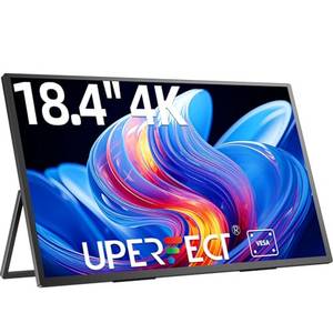  Portable Monitor 4K 18 Zoll UPERFECT Tragbarer Monitor UHD 3840*2160 Mobiler Monitor mit Integrierter Halterung USB C Mini HDMI für Laptop PC Smartphone XBOX Switch PS5, Metallkörper, VESA-montierbar 