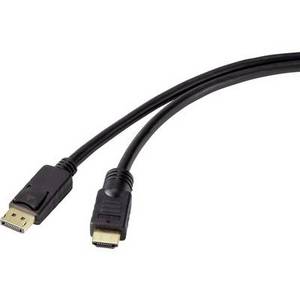 Renkforce DisplayPort / HDMI Anschlusskabel 20.00 m RF-4596876 vergoldete Steckkontakte Black [1x DisplayPort Stecker - 1x HDMI-Stecker] 