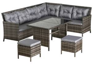 Outsunny Gartensitzgruppe Grau Polyrattan 