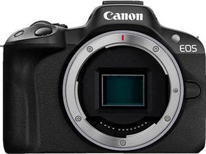  CANON EOS R50 Body Spiegellose Systemkameras mit Objektiv 18-45 mm , 7,5 cm Display, WLAN 