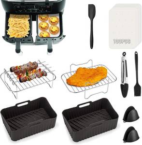 BlingBin Küchenmaschinen Zubehör-Set Luftfritteusen Zubehör Heißluftfritteuse Zubehör für Ninja 7,6L-9,5L, Zubehör für für Ninja Foodi AF400EU AF300EU Double Stack XL SL400EU 9.5L, 7,6L-9,5L, Air Fryer Accessories, Airfryer Zubehör für meisten Dual Zone A 
