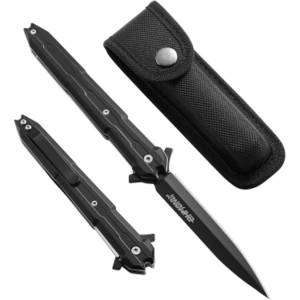 LuxusKollektion Elektromesser Klappmesser Einhandmesser Edelstahlgriff Taschenclip dunkelschwarz 