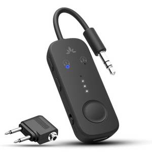  Avantree Relay - Premium Flugzeug Bluetooth 5.3 Adapter, Unterstützt 2 AirPods oder Kopfhörer mit aptX Low Latency, 3,5mm AUX Kabelloser Audio-Transmitter Für Flugreisen, TV, Fitnessstudio, Tablets 