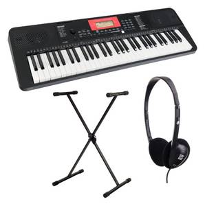 Classic Cantabile Home-Keyboard LK-290 61 Leuchttasten-Keyboard mit Anschlagdynamik (Spar-Set, 3-St., inkl. Keyboardständer und Kopfhörer), 580 Sounds, umfangreiche Lernfunktion & Aufnahmefunktion 