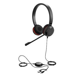 Jabra Evolve 30 II Stereo Headset Schwarz - USB-C/A, MS Teams-Version, Mikrofon mit Geräuschunterdrückung 