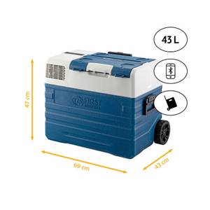 Tzs First Austria Elektrische Kühlbox Kompressor Kühlbox, 43 L, -20°C bis +20°C, Trolleyfunktion, MAX/ECO, Innenbeleuchtung, USB-Anschluss, Display oder App, Tragegriffe 