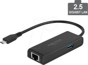 Delock 63826 - Netzwerkkarte, USB Typ C, 2,5 Gigabit Ethernet, 1x RJ45, 1x USB 