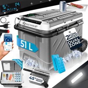 Kesser ® Kompressor Kühlbox elektrisch   Camping Gefrierbox mit LED-Touch  Mit APP-Steuerung & Kühlakkus USB-Anschluss 12/24 V 230V   Kühlschrank Kühlung bis -20 °C für Auto Lkw 