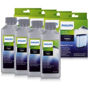 Saeco Wasserfilter 4x Philips CA6903/10 AquaClean Wasserfilter & 4x Philips  Entkalker 250ml 