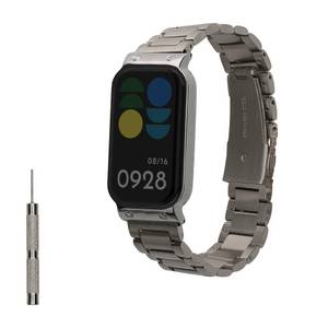 Kwmobile Edelstahl Uhrenarmband für Xiaomi Smart Band 8 Active / Redmi Band 2 Smartwatch, Ersatzarmband für Smartwatch - 14 - 22 cm Innenmaße 