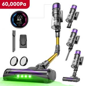 Ultenic Akku-Stielstaubsauger FS1, 450,00 W, beutellos, Staubsauger mit Absaugstation/3L Staubbehälter/60 Minuten Laufzait 