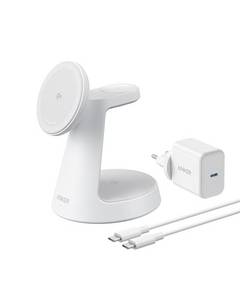  Anker MagGo 3-in-1 15W MagSafe kompatibles Ladegerät, iPhone Induktive Ladestation, Qi2-zertifiziert Wireless Charger für iPhone 16/15/14/13/12, Apple Watch, AirPods Pro und mehr (Adapter inkl.) 
