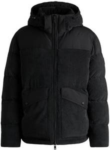 Hugo Boss Relaxed-Fit Steppjacke aus Material-Mix - Style Odope 50523029 Schwarz Herren-Winterjacke