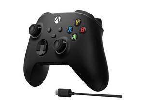  MICROSOFT Wireless Controller + USB C Kabel Schwarz für PC, Xbox One, Series S, X 