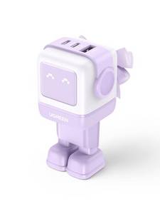  UGREEN USB C Ladegerät, Nexode RG 65W USB C Netzteil 3-Port Schnellladegerät LED Display RobotGaN Charger kompatibel mit MacBook Pro/Air, iPad, iPhone 15 Pro Max, Galaxy S24 Ultra, Steam Deck (Lila) 