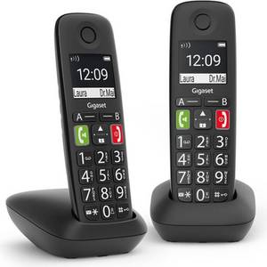Gigaset E290A Duo mit Anrufbeantworter DECT Mobilteil Schwarz DECT-Telefon