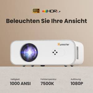 WANBO P3 1000 ANSI Android-Projektor, Native 1080P, 4K-Dekodierung, HDR10 LCD-Beamer (1000 lm, Innovativer Autofokus und Trapezkorrektur) 