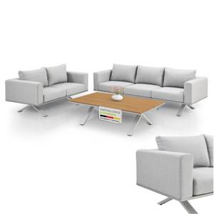 Juskys Premium Gartenlounge Set Alexandria - Tisch, 2er & 3er Sofa - hochwertige Gartenmöbel - Grau 