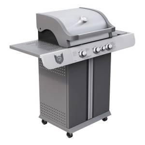 BBQ Chief Gasgrill Core - 3 Brenner Edelstahl, 9 kW, Seitenbrenner 2,5 kW, Gussrost, Grill, Grillwagen, Grillstation, Camping, Balkon, Garten, Outdoor 