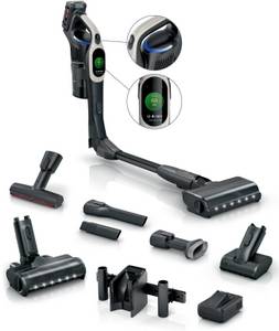 Bosch Akku-Stielstaubsauger Unlimited 10 BKS1051GQC, MicroClean™ Technology, Display, knickrohr, beutellos, HEPA-Filtersystem, 10 Jahre Motorgarantie, Schnellladegerät, grau 