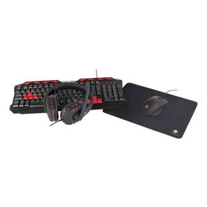 Deltaco GAMING 4-in-1-Gaming-Kit Kopfhörer Tastatur Maus Mauspad (Deutsches Layout) 