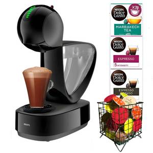 Nescafe Dolce Gusto NESCAFÉ® Dolce Gusto® Kapselmaschine Krups INFINISSIMA Touch Automatic + 70 Kapseln + Kapselhalter Schwarz, Eco-Modus Platzsparendes Design mit LED-Touchscreen 