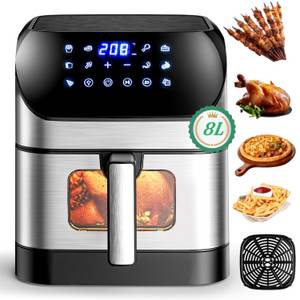 kehot Heißluftfritteuse 8L intelligente Heißluftfritteuse mit großem Fassungsvermögen, 1800,00 W, digitales Display 