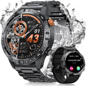 BANLVS Herren mit Telefonfunktion und Blutzuckermessung Smartwatch Smartwatch (3.63 cm/1,43 Zoll, AMOLED Always-On Display Armbanduhr) mit Herzfrequenz, SpO2, Schlafmonitor, 70+ sportmodi Uhren Herren, IP68 Wasserdicht Fitnessuhr, für Android und Apple IP 