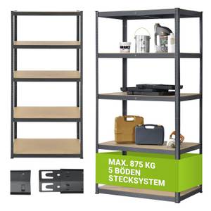 Juskys Lagerregal Basic 200x100x60 cm – Metall Schwerlastregal, 5 Böden, 875 kg, grau 